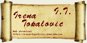 Irena Topalović vizit kartica